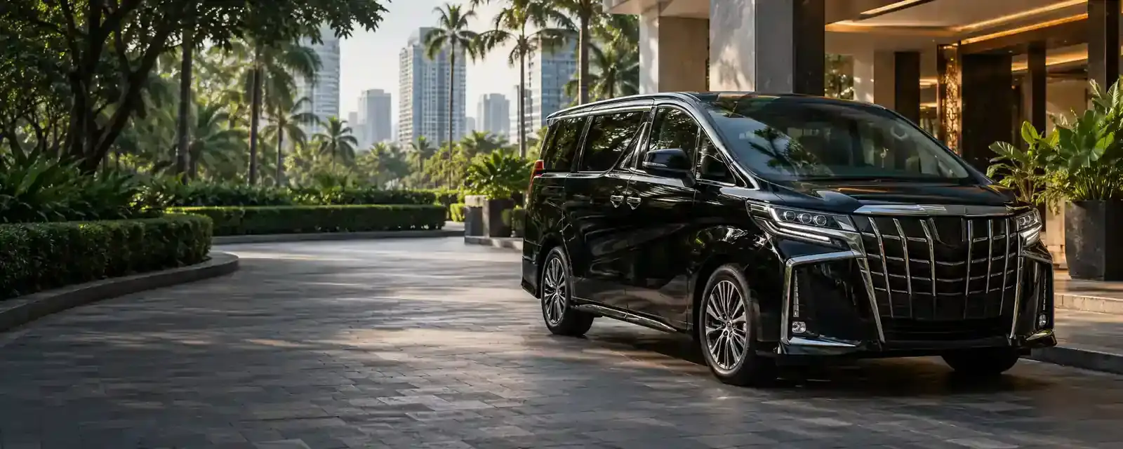 Sewa Mobil di Malang: ilustrasi MPV hitam untuk perjalanan bisnis dan keluarga